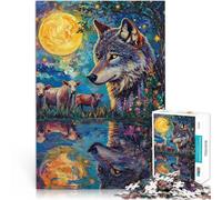 2000 Adult Pieces Jigsaw Puzzle Wolf in the moonlight Made of cardboard，Suitable for ages 14 and up Antistress Difficult challenge Gift of works of art。size：70x100cm/27.5x39.3inch