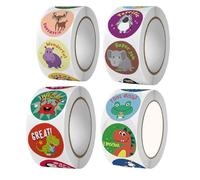2000 Animal Encouragement Stickers Roll - 32 Cute Designs with Positive Quotes & Pawsome Praise, Vinyl Waterproof for Journals, Envelopes, Lockers