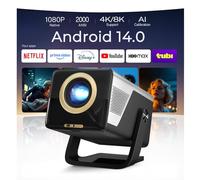 [2000 ANSI/AI Visual Calibration/4K Support] X7 Native 1080P Smart Projector with Android 14 OS, Portable Movie Projector for Bedroom & Outdoor, AI Auto Focus & Keystone Black & Slate Gray Gold