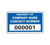 2000 Blue Personalised Asset Tag Labels Custom Stickers- 38mm x 20mm Permanent Vinyl Labels - Simple to Customize
