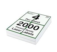[2000 Labels] Self Adhesive White Sticky Printer Labels for A4 Printer 4 per Sheet | A6 Sticky Printer 4 per A4 Sheet Address Labels | Laser Printer Labels 4 per Sheet (2000)