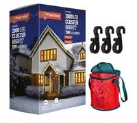 2000 LED Christmas Cluster Lights Outdoor - 25m Warm White Christmas Lights with 36 Outdoor Christmas Light Hooks & Christmas Light Storage Bag, Xmas Decorations