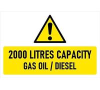 2000 litres capacity, gas oil/diesel, safety sign - Self adhesive sticker (200mm x 150mm)