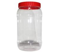 2000 ML Large Plastic Storage Jars with Lids Airtight Refillable Clear Durable Round Food Containers Set Red Screw Top Lids For Kitchen Food Storage, Hardware Storage, Cosmetics, Slime Making (6)