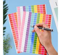 2000 Pack Rectangular Colored Stickers, 13x19mm Self-Adhesive Labels with 10 Assorted Colours, Plain Small Stickers, Writable, Good Viscosity - for Pricing, Organization, Crafting, Classification