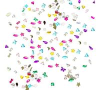 2000 Pcs 3D Multi Shape Nail Gems Flat Back Acrylic Nail Diamonds Small Nail Art Rhinestones Crystals Mini Heart Star Nail Charms Flatback Face Eye Jewels for Women Girls Colorful