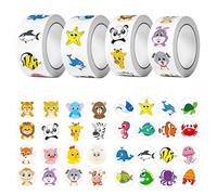 2000 PCS BMYUK Round Animal Stickers Reward Stickers for Kids Teacher Motivational Sticker Self-Adhesive Cartoon Lovely Fun Wild/Farm/Marine Animal for School Classroom Home 4 Rolls