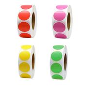 2000 Pcs Dot Stickers - 25mm Small Circle Round Removable Color-Code Dots Stickers for Office, Scrapbooking, Gift Bags & Envelopes - 500Pcs/Roll, 4 Colors (Red, Pink, Yellow, Green)