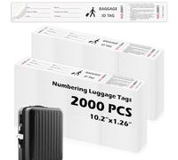 2000 Pcs Paper Hotel Luggage Tags with Transfer Tape On Back Luggage Tags Bulk Black Baggage Claim Check Tags Serial Numbering Claim Ticket Baggage Identification for Suitcase Motel Bag Storage