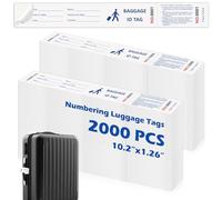 2000 Pcs Paper Hotel Luggage Tags with Transfer Tape On Back Luggage Tags Bulk Blue Baggage Claim Check Tags Serial Numbering Claim Ticket Baggage Identification for Suitcase Motel Bag Storage