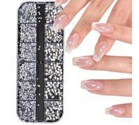 2000 Pcs Rhinestones,2mm and 3mm Round Nail Gems,Colorful Flat Back Silver Gems, Glass Diamante Rhinestone,Crystal Nail Art Rhinestones,for Crafts Nails and Face Art,Clothes, DIY Craft(Silver)