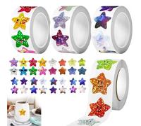 2000 Pcs Shiny Star Stickers, 4 Roll Self Adhesive Shiny Reward Smile Stickers, 2.5CM Holographic Stars Stickers, Sparkly Sticker Foil Incentive Sticker for Children Students Teachers Classroom