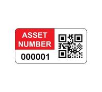 2000 Personalised QR Code Asset Tag Labels Custom Sticker - with Optional Website Linked QR Code - Red 38mm x 20mm Permanent Vinyl Labels - Simple to Customize