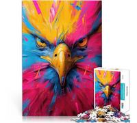 2000 Piece Adult Puzzles Colorful Eagle Portrait Spielzeug Lernspiele Stressabbau mit passendem Poster und Quizblatt70x100cm