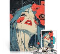 2000 Piece Adult Puzzles Girl and poppy flowers Precision Cut 70x100cm is ideal as a gift for the whole family for for Age 14
