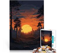 2000 Piece Adult Puzzles Sunset Forest Herausforderndes Spielspielzeug eignet sich ideal als Geschenk für die ganze Familie70x100cm