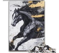 2000 Piece Jigsaw Puzzle for Adults And Teenagers Black Golden Horse Educational Stress Relief Toy Gifts for Friends And Family 70x100cm