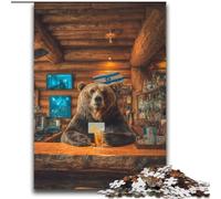2000 Piece Jigsaw Puzzle for Adults And Teenagers Brown Bear Drinking A Drink,Stress Reliever Difficult Challenge with Matching Poster And Trivia Sheet 70X100cm