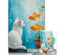 2000 Piece Jigsaw Puzzle for Adults And Teenagers Cat And Goldfish,Help The Brain Exercise Addictive Toys to Cultivate Patience Perfect Decoration 70x100cm