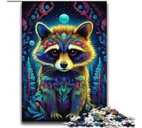 2000 Piece Jigsaw Puzzle for Adults And Teenagers Psychedelic Animal Raccoon,Stress Reliever Difficult Challenge with Matching Poster And Trivia Sheet 70X100cm