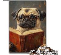 2000 Piece Jigsaw Puzzle for Adults And Teenagers Pug Reading A Book Charcoal Art Staycation Kill Time for Home Decoration 70x100cm