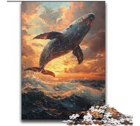 2000 Piece Jigsaw Puzzle for Adults And Teenagers Whales Jumping at Sunset Decompressing Intellectual Educational Toy Perfect Decoration 70x100cm
