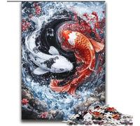 2000 Piece Jigsaw Puzzle for Adults And Teenagers Yin Yang Koi Charcoal Art Staycation Kill Time for Home Decoration 70x100cm
