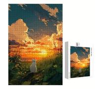 2000 Piece Jigsaw Puzzle for Adults, Cat & Sunset Premium Wooden Puzzles with Poster, Classic Cut, Interlocking Pieces for Home Decor & Mindfulness 30 x 41 in - Aged 14+ Only (Not a Toy) P3#1187