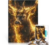 2000 Piece Jigsaw Puzzle for Adults Fiery Deer Gold Aura Herausforderndes Spiel mit passendem Poster und Quizblatt70x100cm
