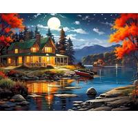 2000 Piece Jigsaw Puzzle for Adults Lake Cottage - Fun Challenges & Brainteasing Adult Jigsaws - Puzzle Games 2000 Piece