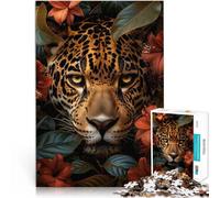 2000 piece jigsaw puzzle for adults Leopard Floral forest Made of cardboard Suitable for ages 14 and up For Family Fun & Game Night Artists' Collection, Fine Arts。size：70x100cm/27.5x39.3inch