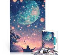 2000 Piece Jigsaw Puzzle for Adults Lonely Boat Under a Giant Moon Analyse und Logik Einzigartige Wohndekoration und Geschenke70x100cm