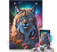 2000 Piece Jigsaw Puzzle for Adults Lynx in the flowers Made of cardboard for age 14 years and over for home decoration Gifts Ideas。size:70x100cm/27.5x39.3inch