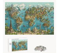 2000 Piece Jigsaw Puzzle for Adults, Map & Green Premium Wooden Puzzles with Poster, Classic Cut, Interlocking Pieces for Home Decor & Mindfulness 30 x 41 in - Aged 14+ Only (Not a Toy) P3#32