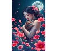 2000 Piece Jigsaw Puzzle for Adults Moon Girl Flower - Fun Challenges & Brainteasing Adult Jigsaws - Puzzle Games 2000 Piece