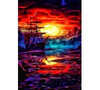 2000 Piece Jigsaw Puzzle for Adults Moon Sailboat Lake - Fun Challenges & Brainteasing Adult Jigsaws - Puzzle Games 2000 Piece
