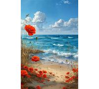 2000 Piece Jigsaw Puzzle for Adults Red Flowers Waves - Fun Challenges & Brainteasing Adult Jigsaws - Puzzle Games 2000 Piece