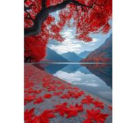 2000 Piece Jigsaw Puzzle for Adults Red Maple Leaf Lake - Fun Challenges & Brainteasing Adult Jigsaws - Puzzle Games 2000 Piece