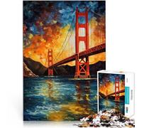 2000 Piece Jigsaw Puzzle for Adults Starry Golden Gate Intellektuelles Spiel mit passendem Poster und Quizblatt70x100cm