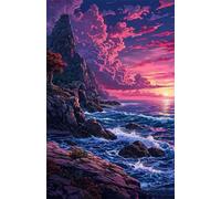 2000 Piece Jigsaw Puzzle for Adults Sunset Waves Rocks - Fun Challenges & Brainteasing Adult Jigsaws - Puzzle Games 2000 Piece