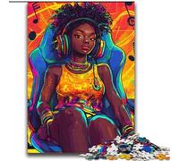 2000 Piece Jigsaw Puzzle for Adults Teens Black Girl Listening to Music,Stress Reliever Difficult Challenge Is Ideal As Gifts for The Whole Family 70X100cm