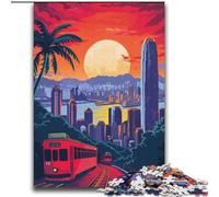2000 Piece Jigsaw Puzzle for Adults Teens Hong Kong Skyline Tram, Stress Relief with Fully Interlocking Randomly Shaped Pieces for And 14 Years Old 70x100cm