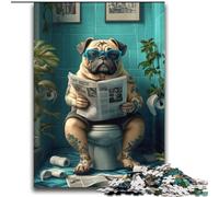 2000 Piece Jigsaw Puzzle for Adults Teens Pug Sitting on The Toilet,Stress Reliever Difficult Challenge Is Ideal As Gifts for The Whole Family 70x100cm