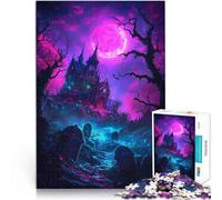 2000 Piece Jigsaw Puzzle for teenagers Haunted Mansion Under Neon Moon Lernspielzeug Geburtstagsgeschenk, Geschenke70x100cm