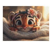 2000 Piece Jigsaw Puzzle, Tiger & Flower Wall Art, Wooden Puzzle, 1T#1068
