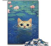 2000 Piece Jigsaw Puzzles for Adults Cat at The Pond Game Toys Every Piece Is Unique - Challenging Family Fun Game 70x100cm
