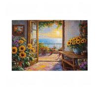 2000 Piece Jigsaw Puzzles for Adults, Creative Impossible Puzzles Games for Adults Beginners, Large Wooden Jigsaw with Poster and Storage Box, Gifts for Women, Theme: Sunflower & Ocean 99x70cm D-208