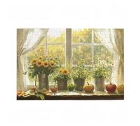 2000 Piece Jigsaw Puzzles for Adults, Creative Impossible Puzzles Games for Adults Beginners, Large Wooden Jigsaw with Poster and Storage Box, Home Decor, Theme: Sunflower & Windowsill 99x70cm D-487