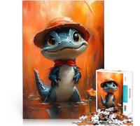 2000 Piece Jigsaw Puzzles for Adults Cute Alligator with a Hat Lernspielzeug Geeignet für die Schreibtischdekoration70x100cm