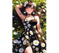 2000 Piece Jigsaw Puzzles for Adults Daisy Flower Girl Puzzle Fun Challenges Perfect for Relaxation Letter Printed on Back Interlock Perfectly No Dust for Men Women Elders Seniors 39.4 x 27.6 inch